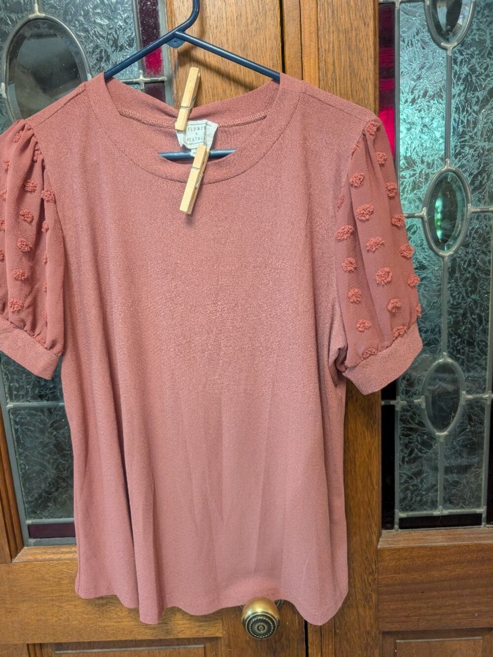 Womens puff short-sleeve top, size Large